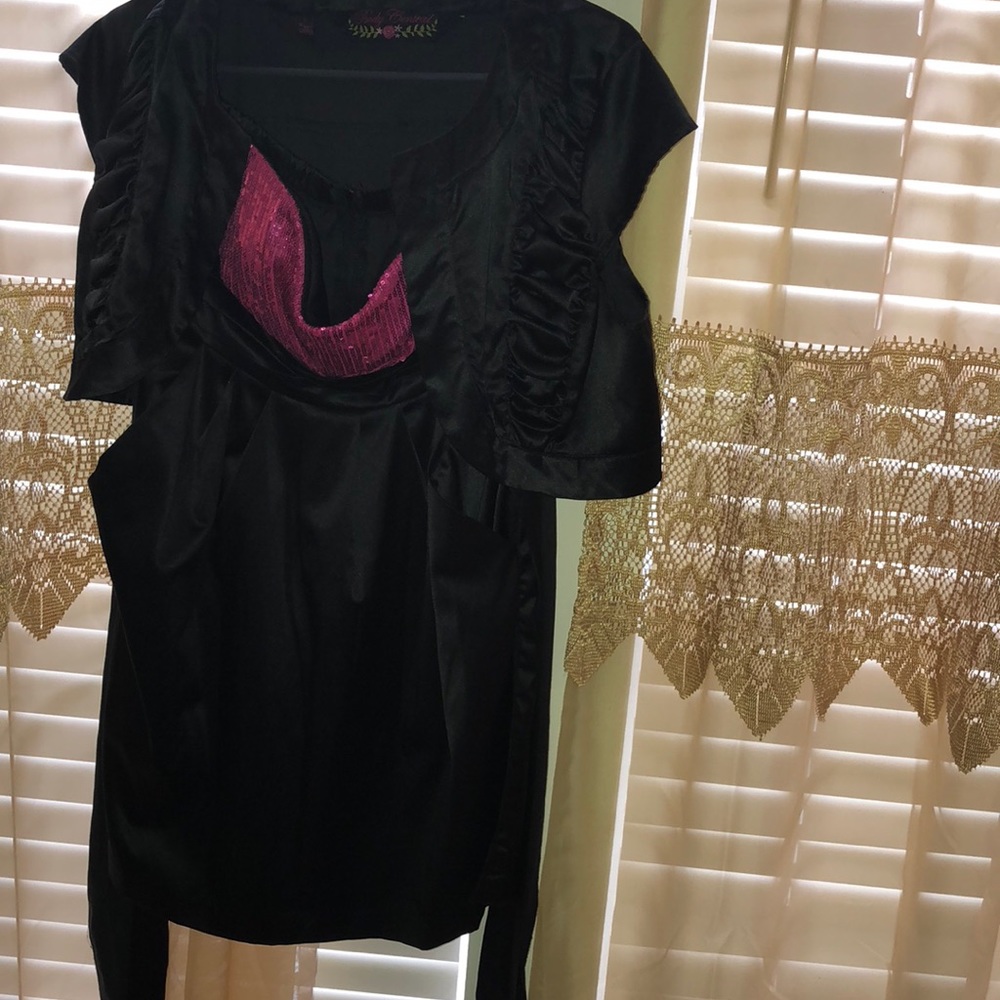 Strapless black and pink dress with black shrug